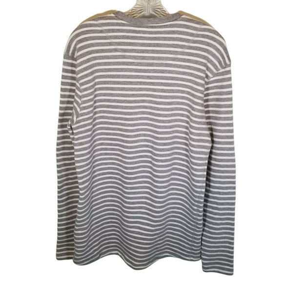 Blue de Genes Striped Sweater Men L/XL Gray White Saitama Japan Sweatshirt - Picture 2 of 10